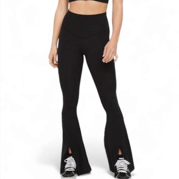 Aerie Offline Womens Fold Over Ribbed Flare Legging Small Black - Picture 4 of 16